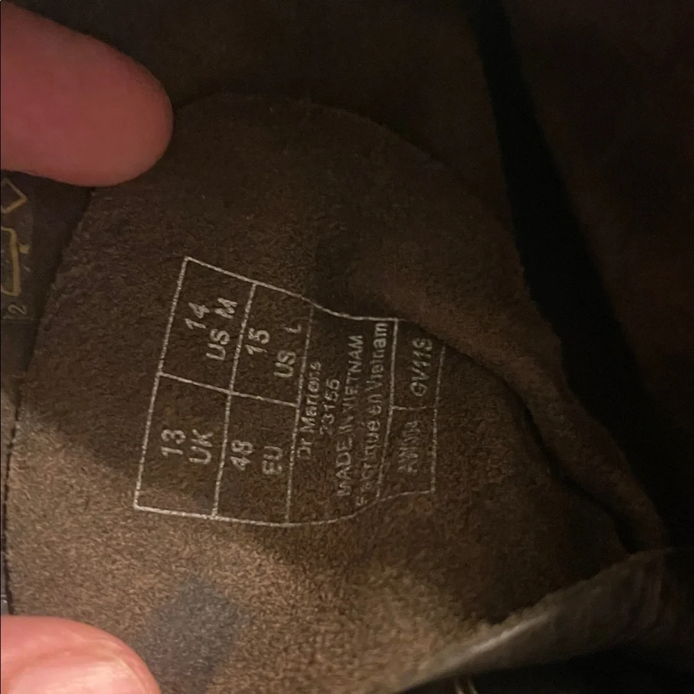 Dr Martens leather boots, size 14